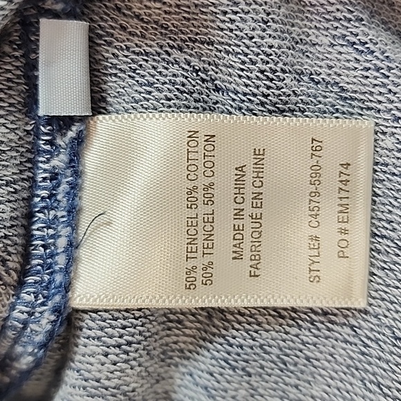 Cloth & Stone Long Sleeve Scoop Neck Blue Sweatshirt Chambray Waist Drawstring S - Picture 8 of 9